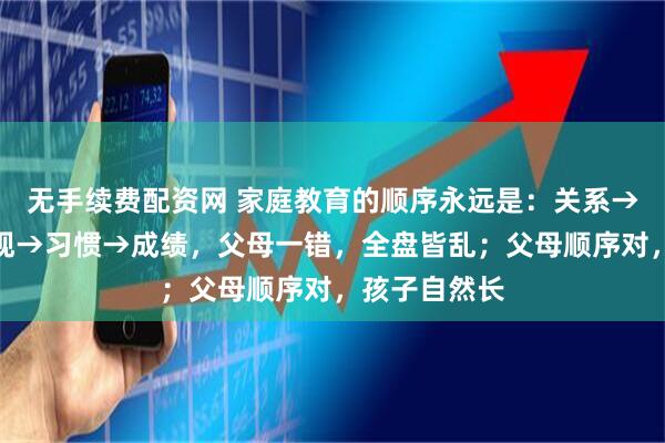 无手续费配资网 家庭教育的顺序永远是：关系→气氛→价值观→习惯→成绩，父母一错，全盘皆乱；父母顺序对，孩子自然长